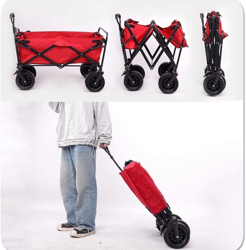 Outdoor Folding Utility Wagon Heavy Duty Wagon Cart with Removable Canopy Folding Outdoor Utility Trolley with Brake Load-Bearing 80kg 176lbs (Color : Style 4) (Style 2)