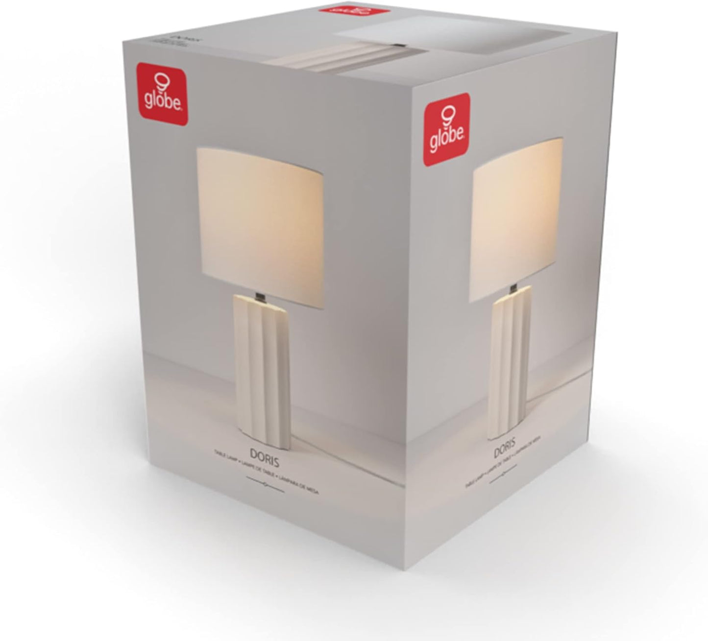 Globe Electric 65922 20" Table Lamp, Ribbed Concrete Finish, White Linen Shade