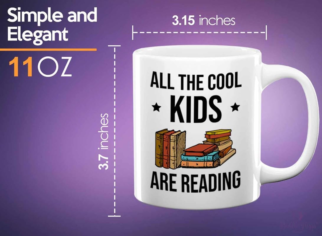 Reading Bookworm Coffee Mug 11oz White - All The Cool Kids Are Reading - Reading Reader Book Worm I Know Things Book Addict Book Lover Bookish Novelist Librarian Writer