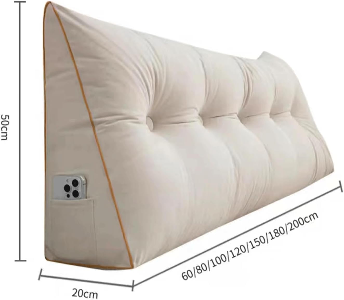 Back Cushion for Bed Couch Reading Cushion, Wedge Cushion Headboard Bed, Cushion Bed Backrest, Book Cushion Lumbar Cushion Bed, Support Cushion for Reading(Size:120x50x20cm,Color:White)