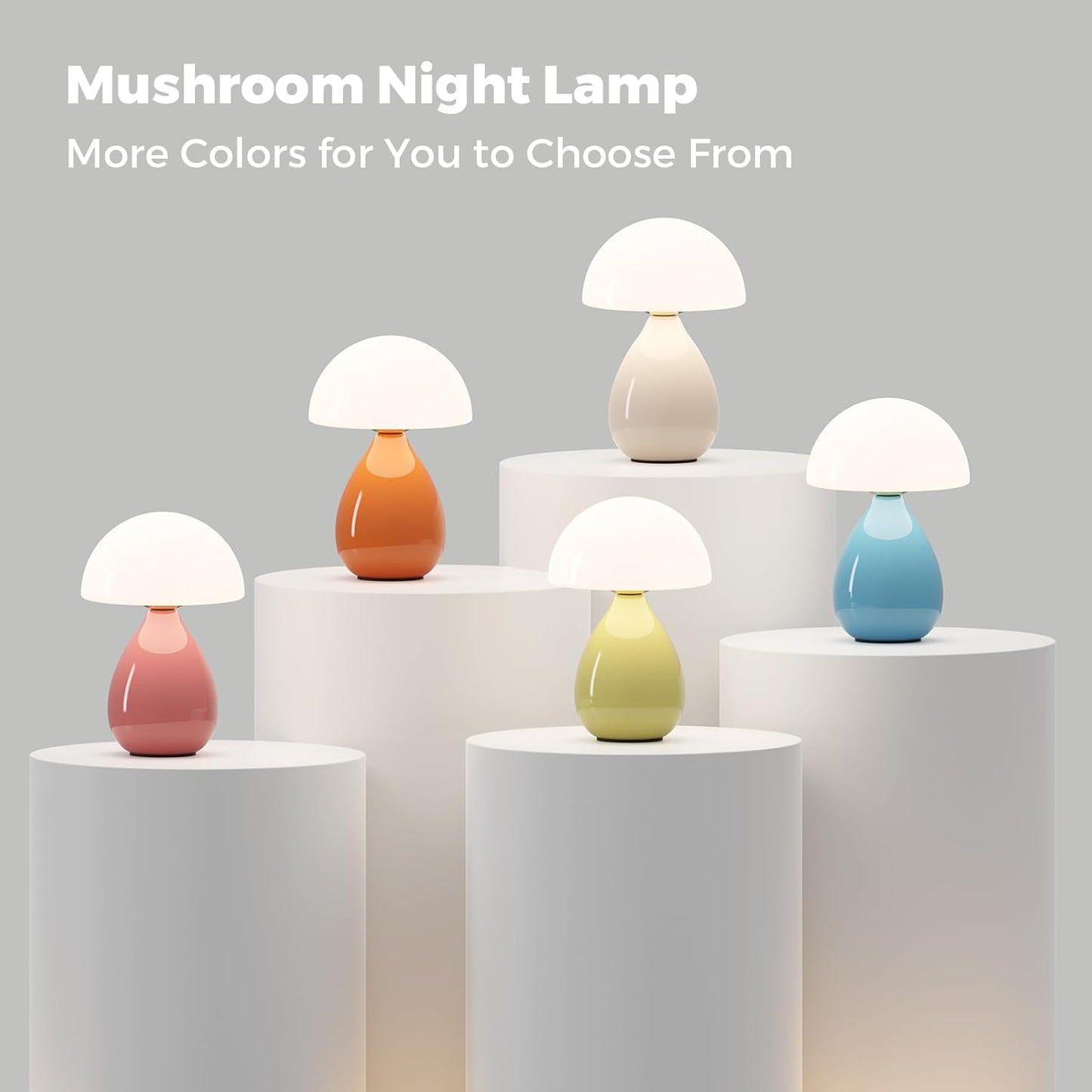 Mushroom Lamp, Vintage Small Table Lamp for Bedroom, Ice Crack Ceramic LED Night Light for Kids, Mid Century Modern Bedside Lamp for Nightstand, Living Room, Home Decor Gift Ideas for Women, Ivory