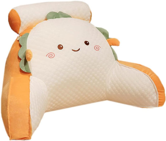 Smooth Cartoon Lumbar Support Pillows Office Chair Back Rest Pillow Bed Sleeping Throw Pillows Reading Waist Cushion (Yellow-D Style, 60×35×20cm/23.6"×13.8"×7.87")