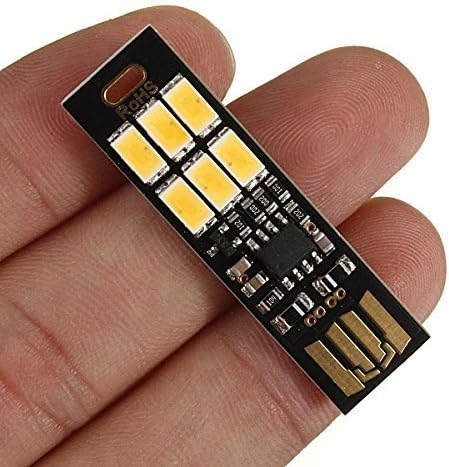 Yitee 5pcs LED Circuit Boards USB Light Keychain Super Bright 6 LEDs Mini USB Light Lamp with Smart Touch Electrodeless Dimming Switch for Laptop Keyboard Light(Warm White), Qty:5