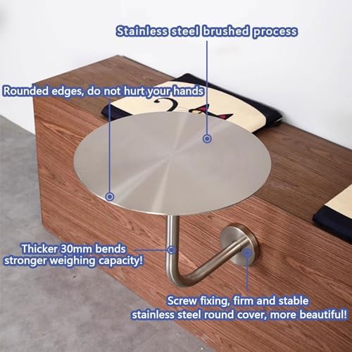 Mid-Century Modern Stainless Steel Round Cocktail Table - 50x50cm Accent Table with L-Shape Base for Bars, Cafes, Bistros - Stylish Snack & Leisure Table