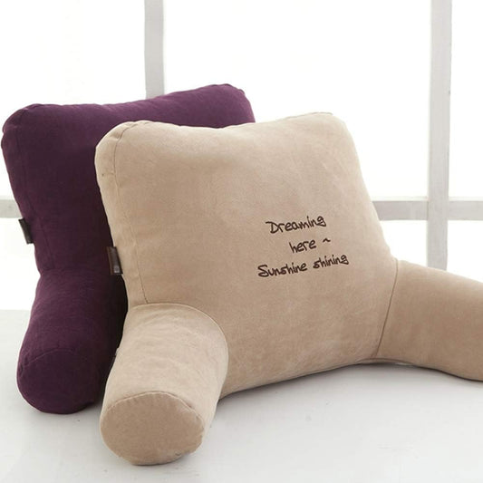Bedrest Pillows with Arms for Reading in Bed Perfect Support Reading Relaxing Watching TV Khaki Purple (Colour: Set of 2 Size: 70x48x25cm)