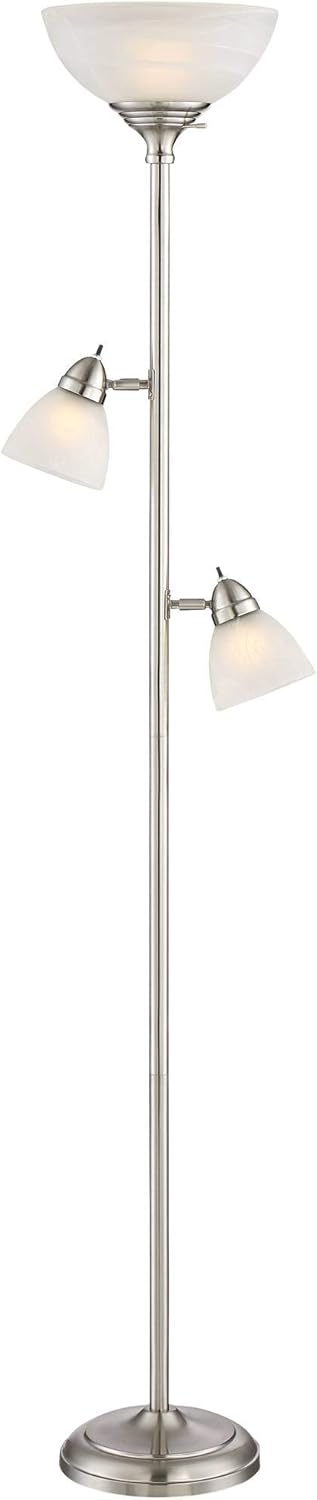 360 Lighting Ellery Modern Tree Torchiere Floor Lamp Standing 3-Light 72" Tall Brushed Nickel Silver Frosted White Glass Shade Decor for Living Room Reading House Bedroom Office