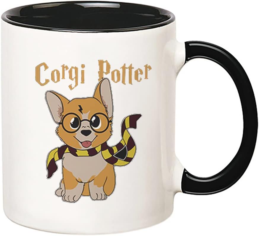 Fonhark Corgi Potter Mug - Dog Mom Dad, Corgi Lover, 11 Oz Novelty Coffee Mug/Cup