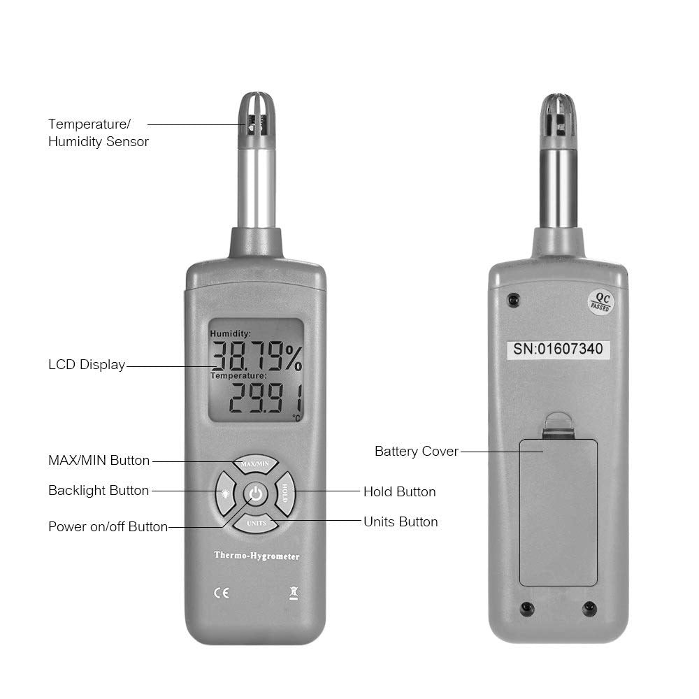 Temperature Instruments Digital Thermometer Hygrometer Humidity & Sensor Pyrometer Psychrometer