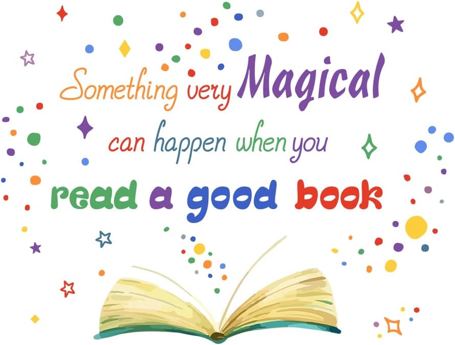 SUPERDANT Reading Book Wall Sticker Inspirational Reading Wall Decal Peel and Stick Books Classroom Vinyl Art Decals Read Corner Decor for Library Kids Room Study Room Decoration Back to School