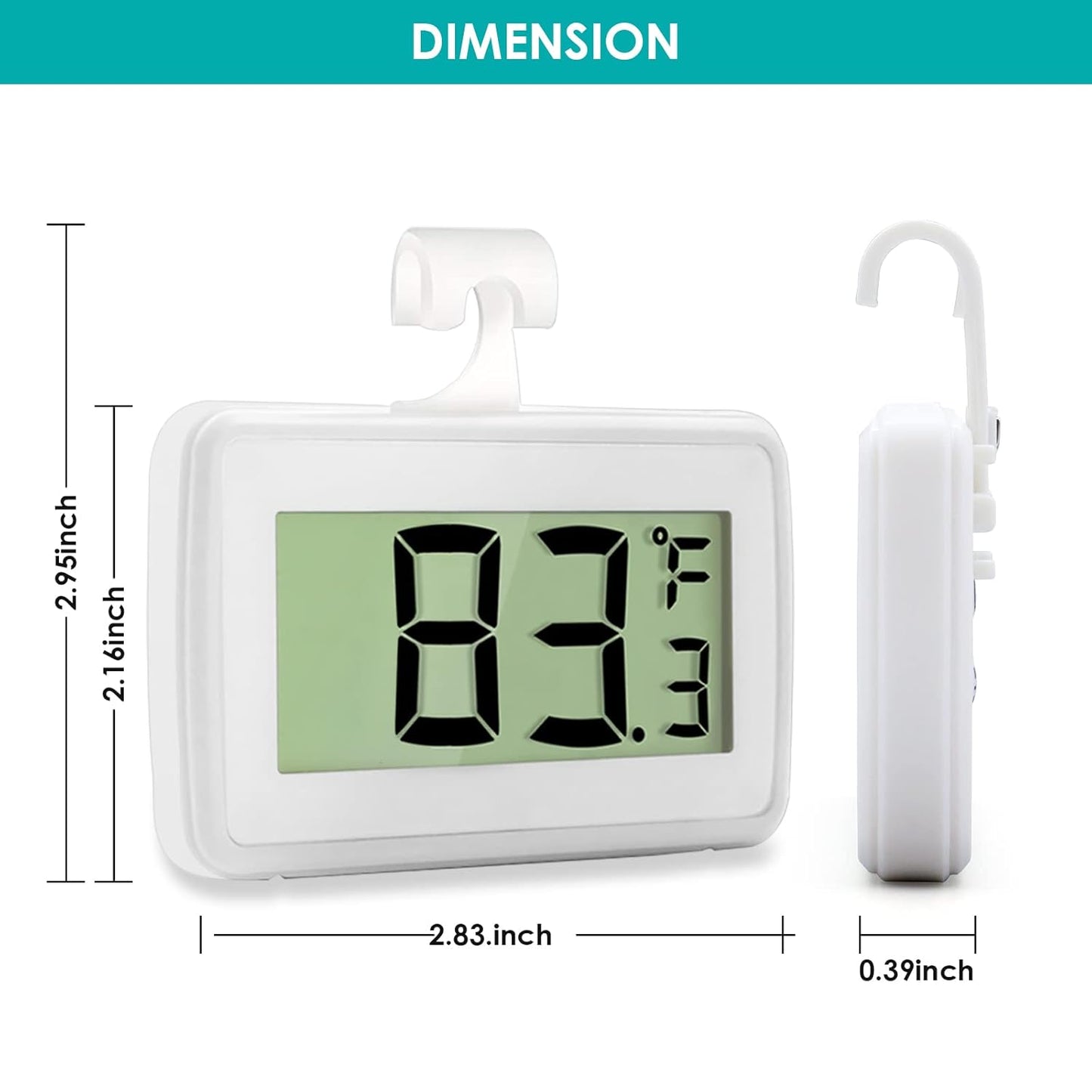 4 Pack Digital Refrigerator Thermometer, Waterproof Freezer Room Thermometer,High Precision Fridge Alarm Thermometer with Hook for Kitchen Home, °C/°F Convertible