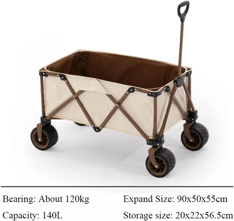 JSEIAJB Portable Detachable Folding Four-Way Wide Wheel Trolley Outdoor Campground Car Picnic Pull cart