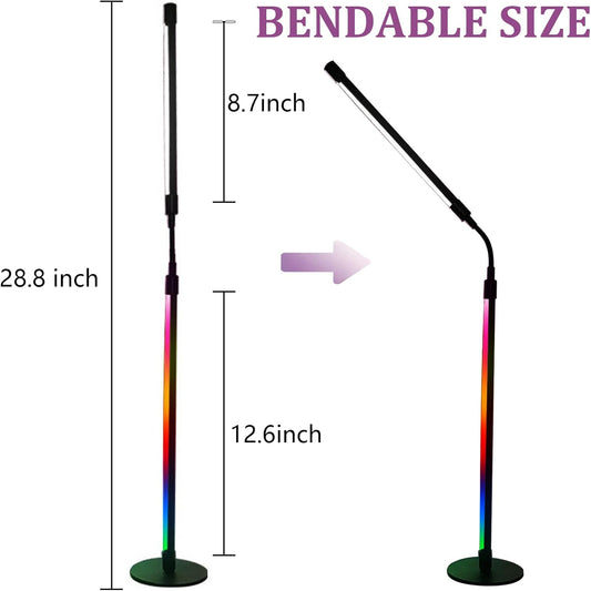 Floor Lamp, 2-in-1 LED Read Task & Atmosphere Light with App Control, 360° Flexible Gooseneck, Music Sync, Dimmable Ambient Lighting for Desk, Bedroom, Gaming Room, USB Powered