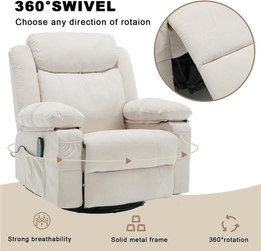 Electric Lift Recliner Chair Fabric Electric Recliner Chairs for Adults Massage Heat 360 Swivel Rocker Ergonomic Lounge Chair Comfort Rocker Recliner Sofa Living Room