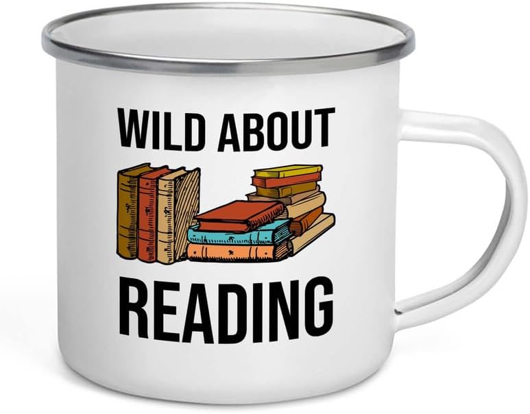 Reading Bookworm Camper Mug 12oz - Wild About Reading - Reading Reader Book Worm I Know Things Book Addict Book Lover Bookish Novelist Librarian Writer