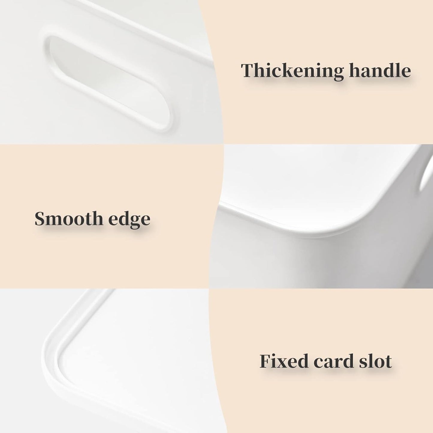 Plastic Storage Baskets Bins Boxes With Lids,Organizing Container White Storage Organizer Bins For Shelves Drawers Desktop Playroom Classroom Office,6-Pack(4M+2S)