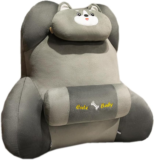 Cute Lumbar Support Pillow Cartoon Bed Backrest Pillow Washable Sofa Rest Reading Pillow Office Chair Waist Cushion (Dark Gray, 50×60cm/19.7"×23.6")
