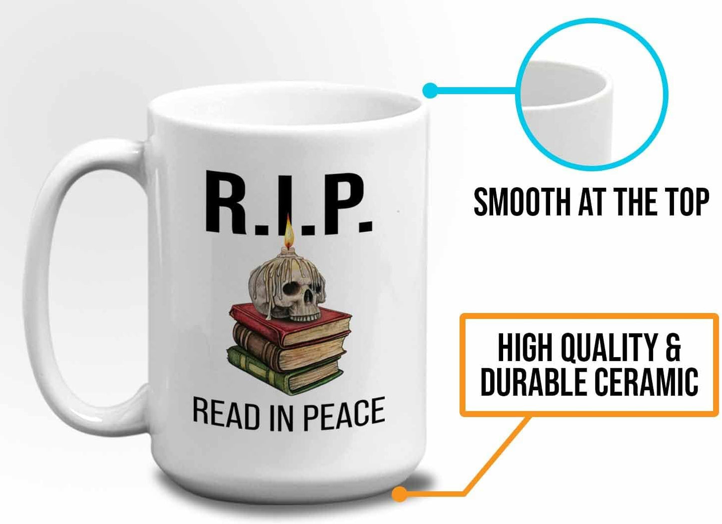 Bubble Hugs Book lovers Coffee Mug 15oz White - Read in Peace - Author Writer Library Library Editor Introvert Book Lovers Cat Lover Chill Relax Bookworm Reading