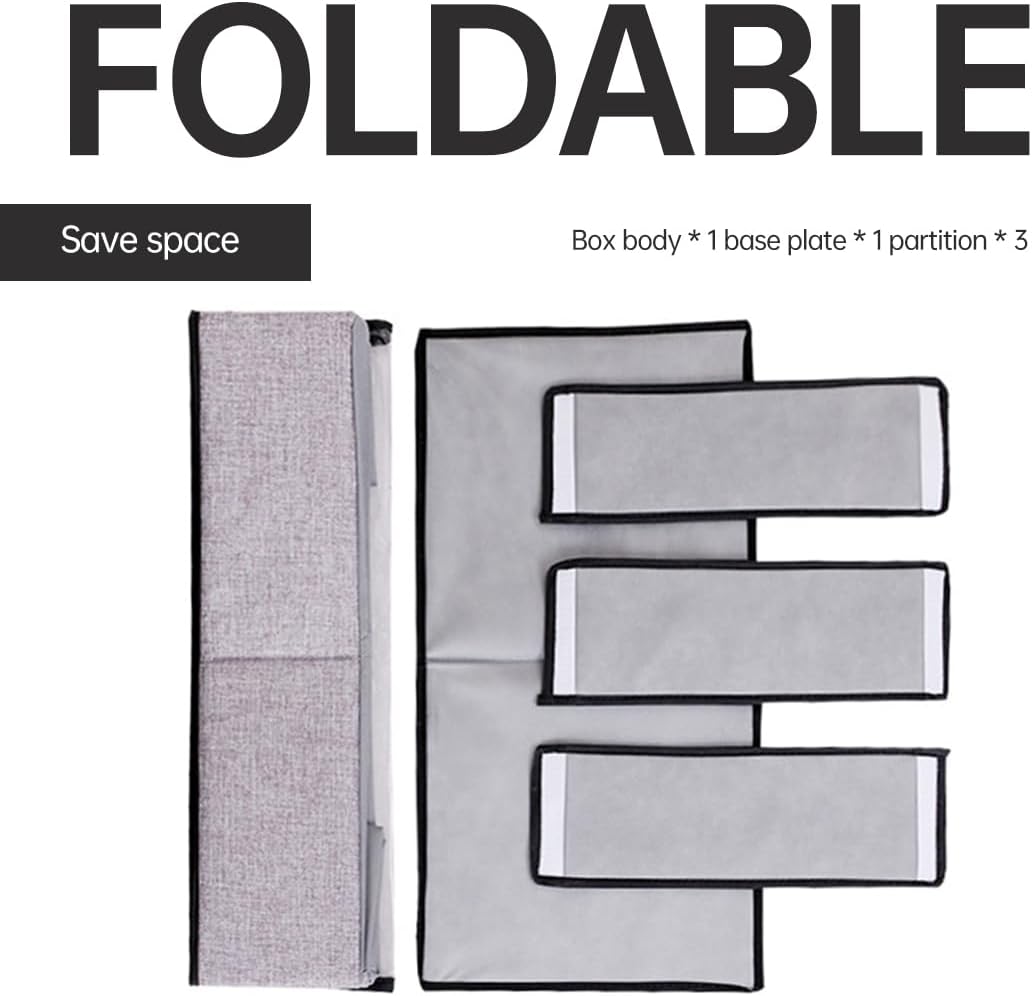 DAISHA 2PCS Underbed Organizer Drawer,Foldable Clear Window Storage Box with 2 Zippers for Clothes,Shoes,Home & Car.