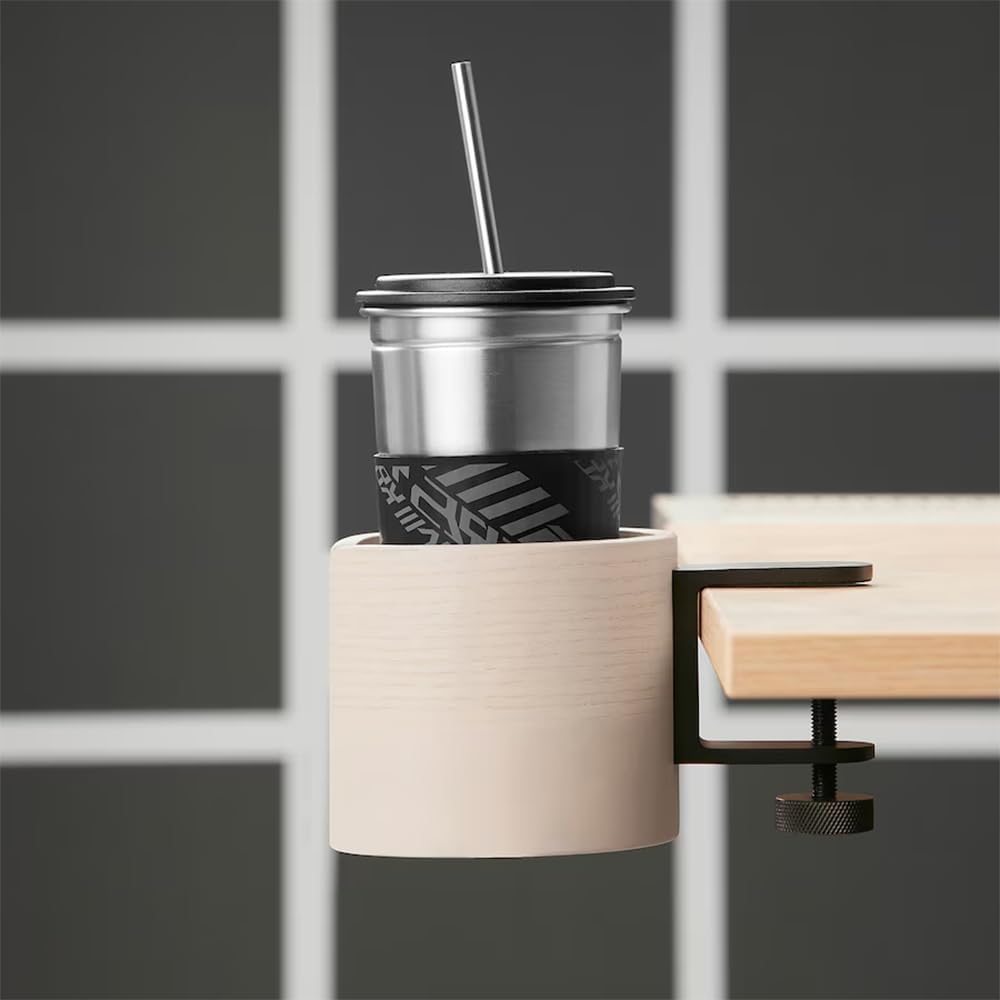Desk Cup Holder 1Pack (Ash), Table Edge Clamp Cup Holder for Home Office Desk, Gaming Desk Accessories, Computer Desk Accessories, Anti-Spill Cup Holder