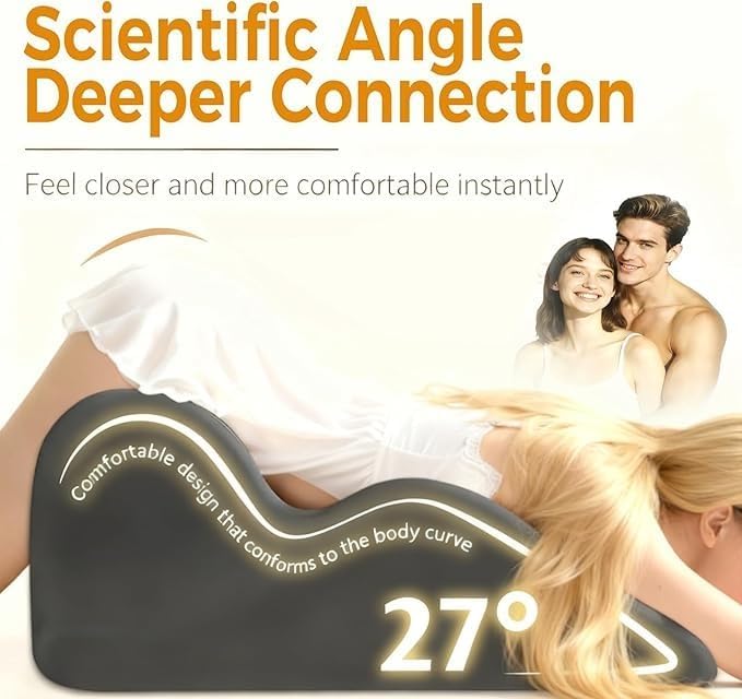 Extra-Large Intimate Pillow - 27° Perfect Angle Ergonomic Curve Support Pillow Deeply Supports Intimate Positions(ZT002Gray1)