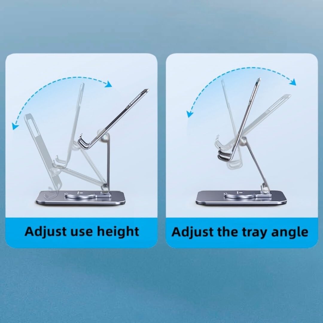 Premium 360° Adjustable Desk Stand for Phones & Tablets – Foldable, Ergonomic Holder with Multi-Angle & Height Adjustment, Anti-Slip Design for 4-12” Devices, Durable & Portable
