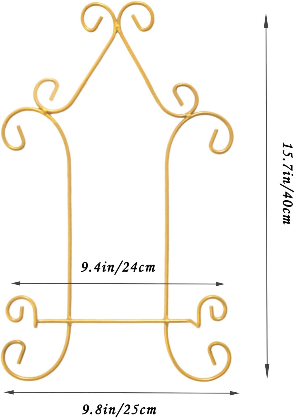 Wall-Mounted Display Easel Plate Hanger Metal Holder Hanging Rack Picture Book Stand for Wall Decoration (1, 15.7" x 9.8")