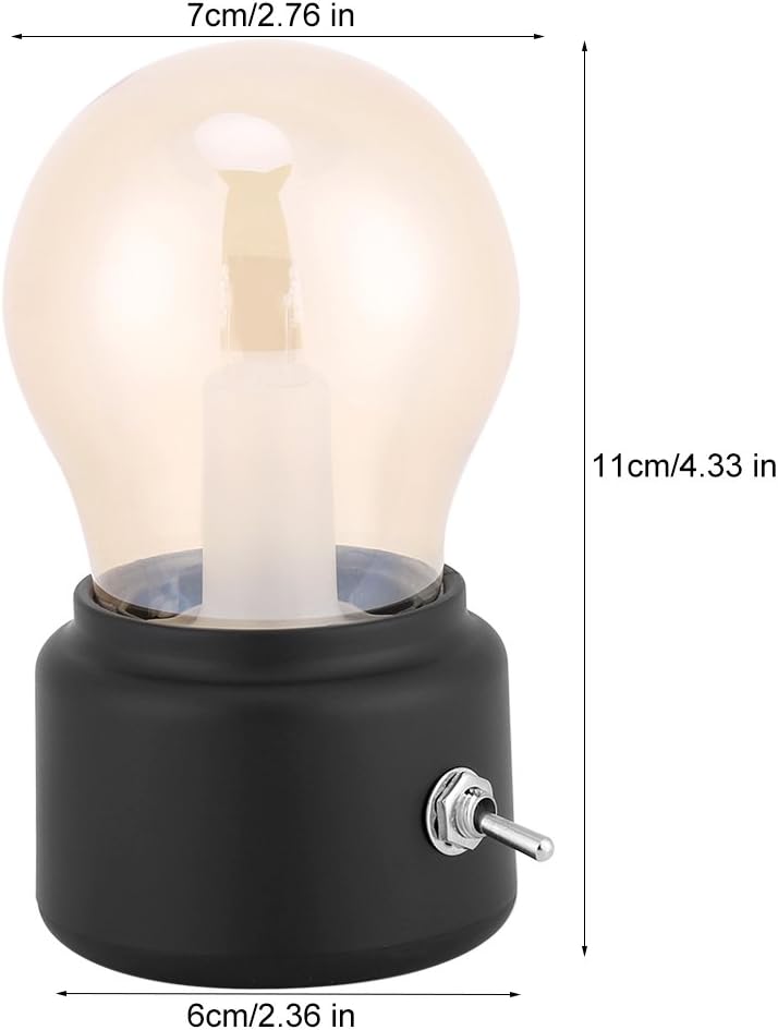 Hakeeta Retro LED Night Light, Bulb Bedside lamp, Vintage USB Rechargeable Bedside Desk Bulb Lamp(Black)