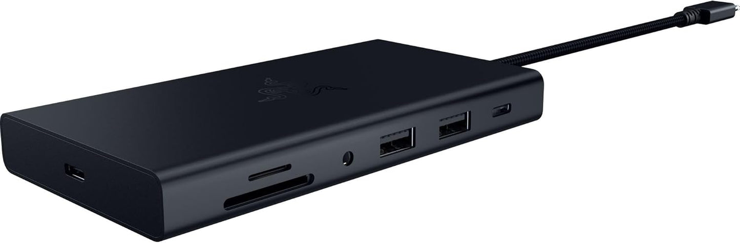Razer USB C Dock 11-Port Travel Charging Station for Windows Mac Laptop iPad Surface Chromebook Galaxy Tab: Type C, HDMI, Ethernet, MicroSD - 4K 60 Hz Display - 85 W Tablets + Mobile Fast Charge