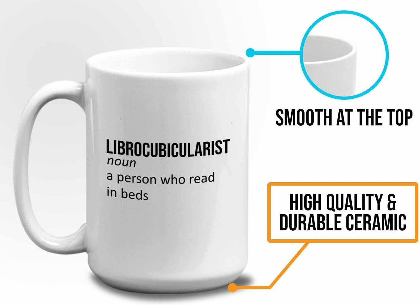 Bubble Hugs Writer Coffee Mug 15oz White - Librocubicularist A person who read in beds - Reading Book Lover for Bookworm Bibliophile Librarians Author Readers Bookish