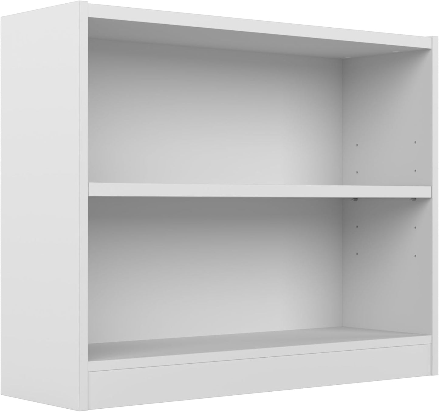Bush Home Universal Small 2 Shelf Bookcase in White, Low Storage and Display Bookshelf for Home Office or Living Room Organization