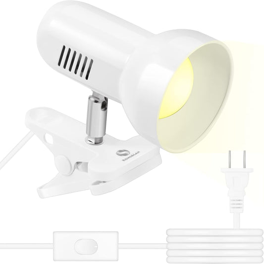 RONG&LAN LED Metal Clip On Light Clip on Lamp for Desk, 360° Adjustable Clamp Reading Light for Bed, Eye-Friendly Book Night Light for Desk Bed Table Dorm Room Bedroom Office Reading SUN-86 White