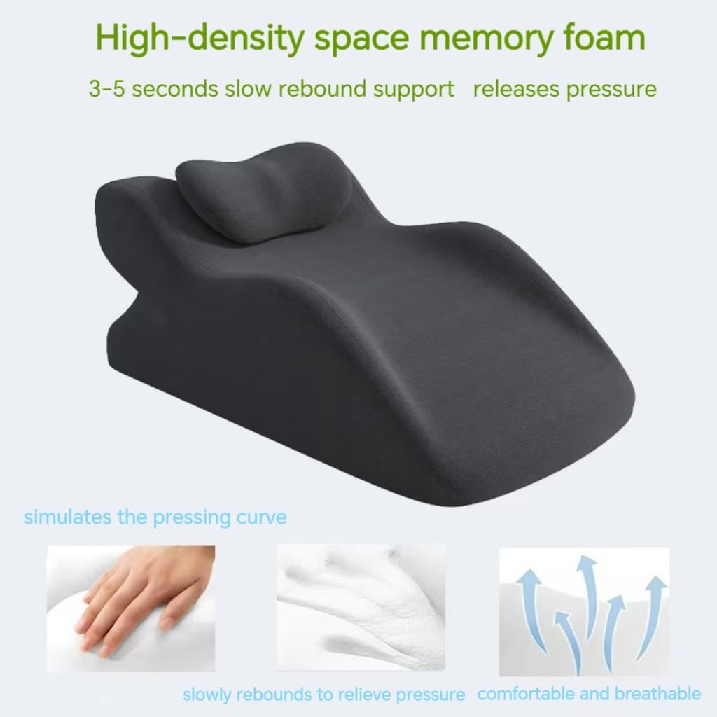 Memory Foam Wedge Pillow for Sleeping and Reading, Ergonomic Multi-Purpose Backrest, Face Down Prone Pillow, Superior Neck & Shoulder Support with Removable Cover (Dark Gray)