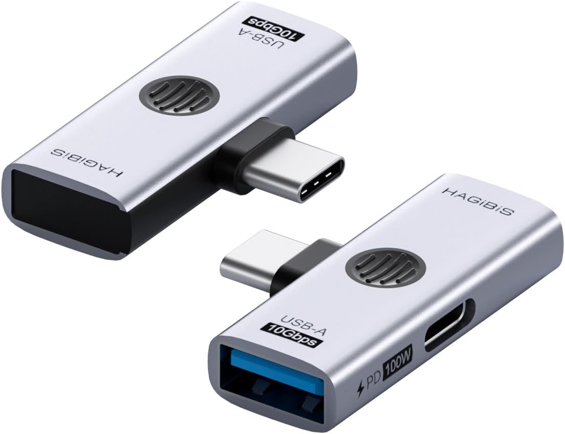 Hagibis USB-C Splitter with 100W Fast Charging and 10Gbps USB 3.2, 2 in 1 OTG Adapter for iPhone 16/15 Pro Max, iPad Pro, MacBook, Rog Ally, Steam Deck, Quest 3 2 (TUA08 USB + PD)