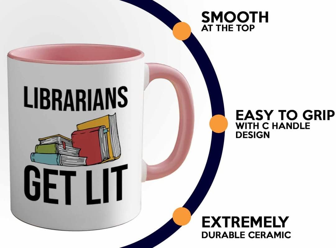 Book Lover 2Tone Pink Mug 11oz - Librarians get lit - Gifts for Book Club Readers Book Nerd Librarians Book Worm Bookish