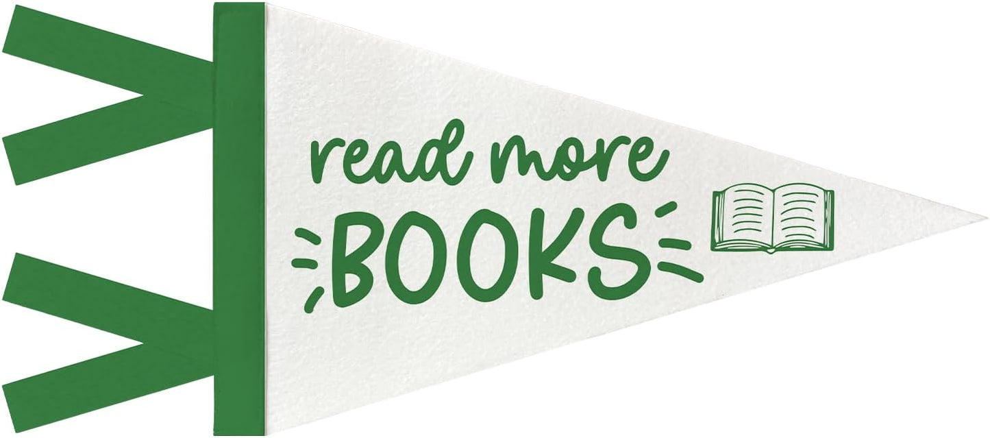 JXREQ Read More Books Pennants Banners Flags for Kids Room Decor, Green Minimalist Reading Canvas Wall Art Decor for Nursery Toddler Reading Room Corner Nook Classroom Library, 8x17 Inch