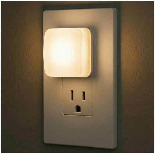 Lights by Night Mini Square LED Night Light, Plug in, Dusk to Dawn Sensor, Warm 3000K, Compact Single Outlet Design (Doesn’t Block 2nd Outlet), Ambient Lighting, Bedroom, Bathroom, 1 Pack, 82486