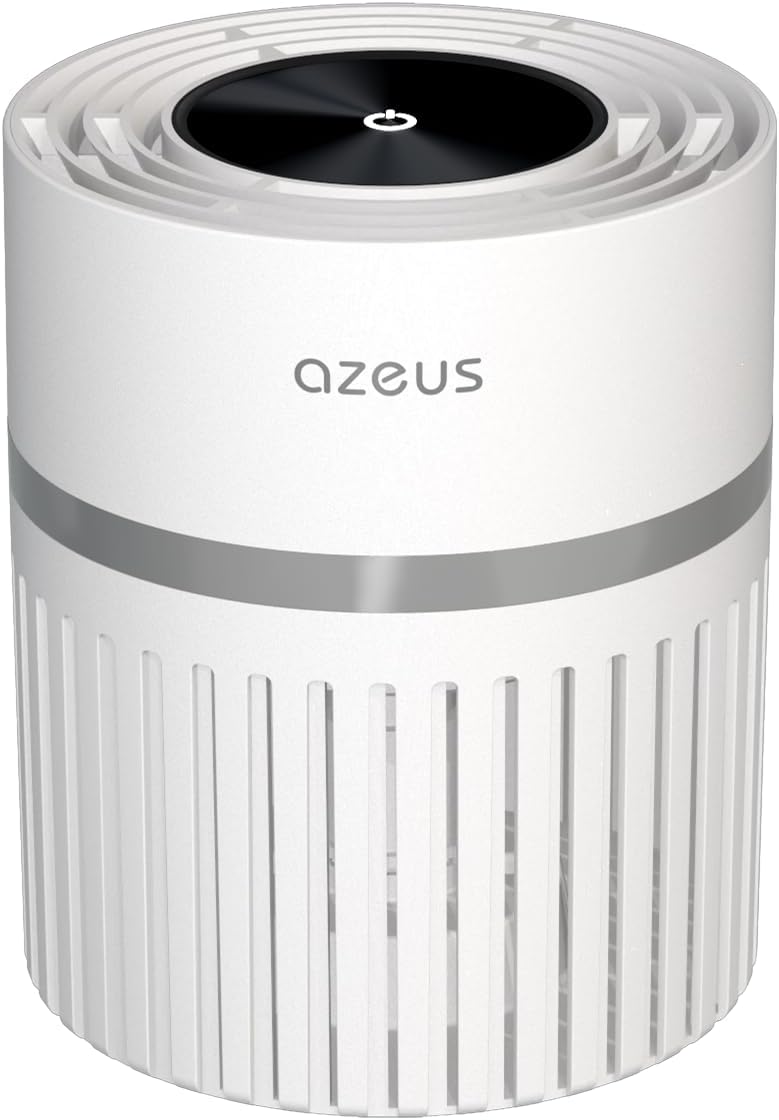 AZEUS Air Purifier for Bedroom & Home, True HEPA Filter, 430 Sq.Ft Coverage, Portable Desktop Air Cleaner —Ideal for Smoke, Pet Dander, Dust & Odors, White