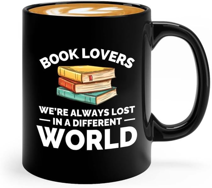 Book Lover Coffee Mug 11oz Black - Always lost in - Gift For Poets Bookish People Bibliophile Librarian Book Club Reader