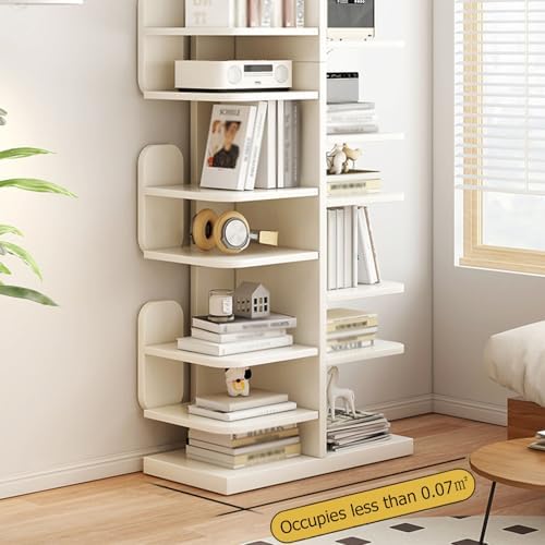 Modern Cactus Tree Bookshelf – Multi-Tier Narrow Tall Corner Bookcase for Small Spaces, Stylish Wood Organizer Shelves for Living Room, Bedroom, Home Office Storage