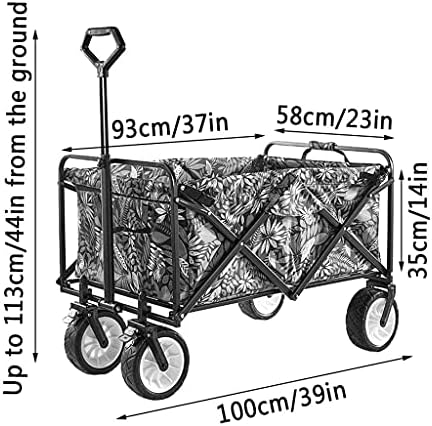 Foldable Beach Cart Outdoor Folding Utility Wagon Heavy Duty Shopping Cart Gardening Truck Adjustable Handle Folding Camping Wagon Load-Bearing 100kg / 220lbs (Style 2)