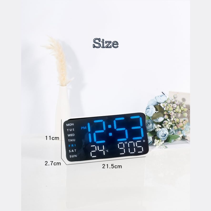 Vortex 6659 Automatic DST Adjustment, Large LED Display, Shows time, Date, and Temperature, Night Light, auto Brightness Adjustment, wall-mountable or Tabletop LED Digital Clock