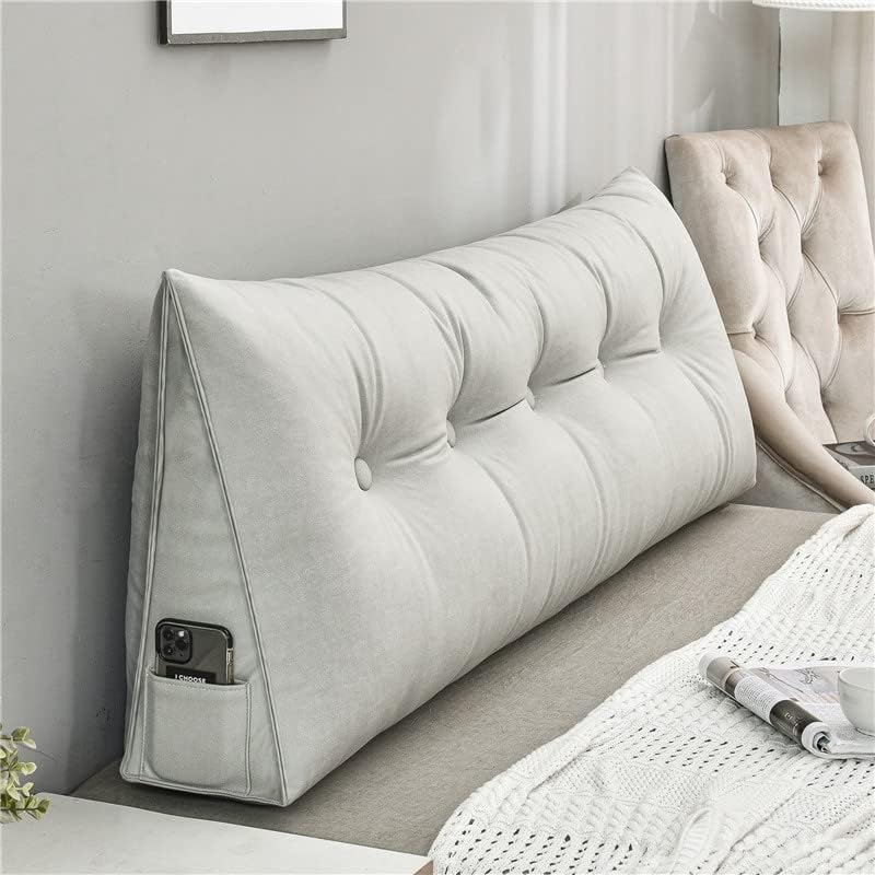 Konsilsa Headboard Back Cushion, Triangular Reading Pillow Back Support Pillow Large Pillow Cushion Lumbar Pad (Color : C, Size : 200x50x20cm(79x20x8inch))