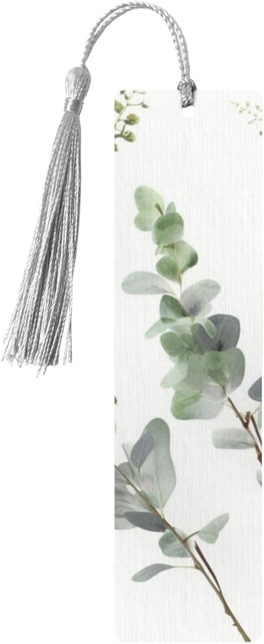 White Natural Greenery Twig Bookmarks with Tassels, Wood Bookmark for Women Men Handmade Book Mark for Book Lovers, Reading Page Markers Wood Tags Ornaments Birthday Teachers Gift