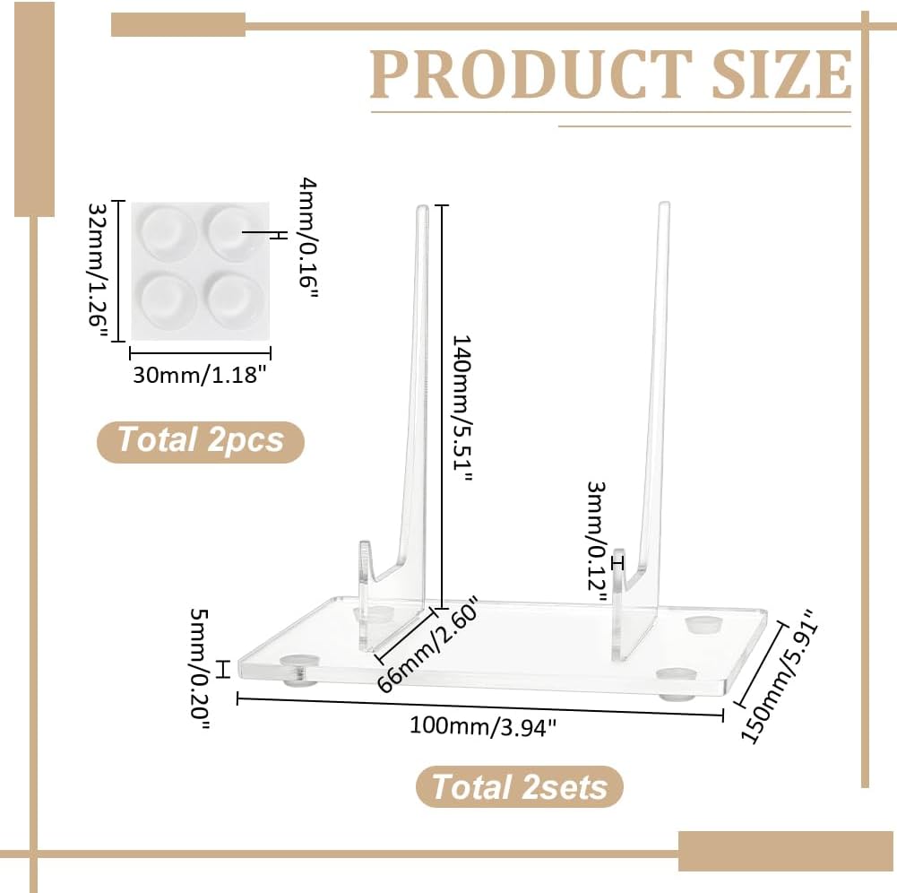 2Pcs Acrylic Book Stand Adjustable Clear Display Holder Easel with Deep Support Shelves Book Picture Frames Collecter Stand Holder 3.94×5.91 Inch for Photos Books Picture Table Top Holder