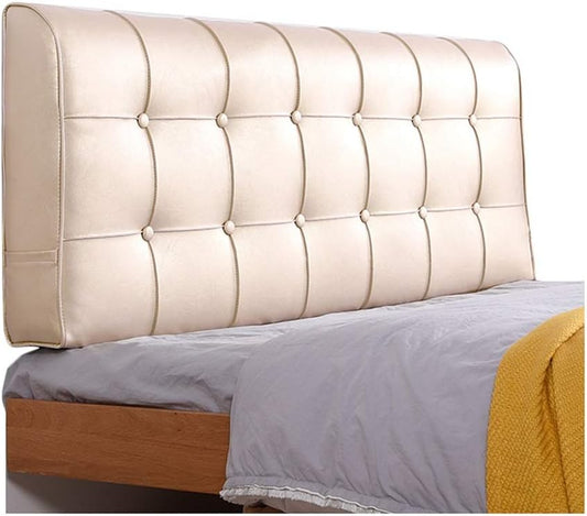 Large Reading Pillow Removable Bedside Back Cushions Sofa Bed Upholstered Headboard Soft Double Lumbar Support Cushion (Color : White Size : 200x10x58cm) (Beige 150x10x58cm)