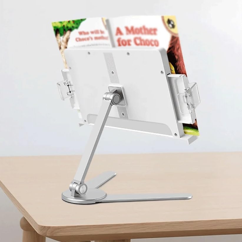 Adjustable Height Aluminum Reading Bookshelf, Multi Angle Rotating
