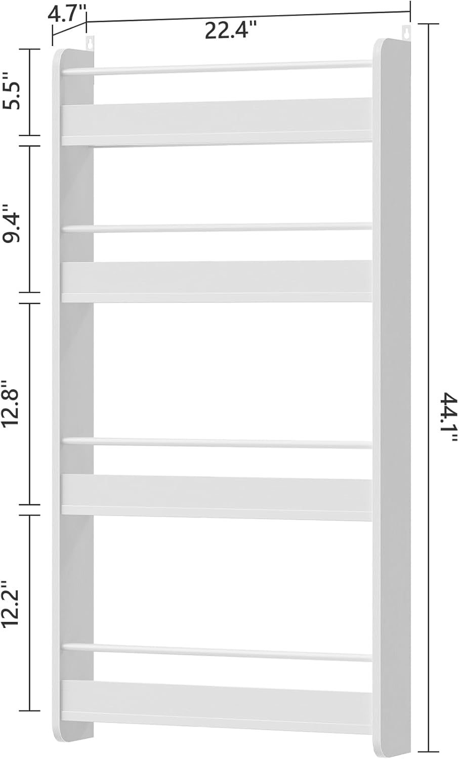 Kids Bookshelf, 4-Tier Wall Mount Bookshelf for Kids, Wooden Nursery Bookshelves, Hanging Book Shelf for Kid Room, Playroom, Bedroom, Living Room, White BKBW7601N1