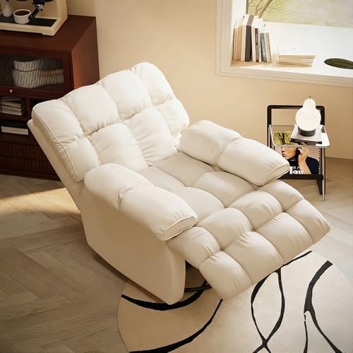 360° Swivel Rocker Recliner Chair - Manual Recliner with Technical Corduroy Fabric for Bedroom & Living Room, Comfortable Lounge Chair (Corduroy, E)