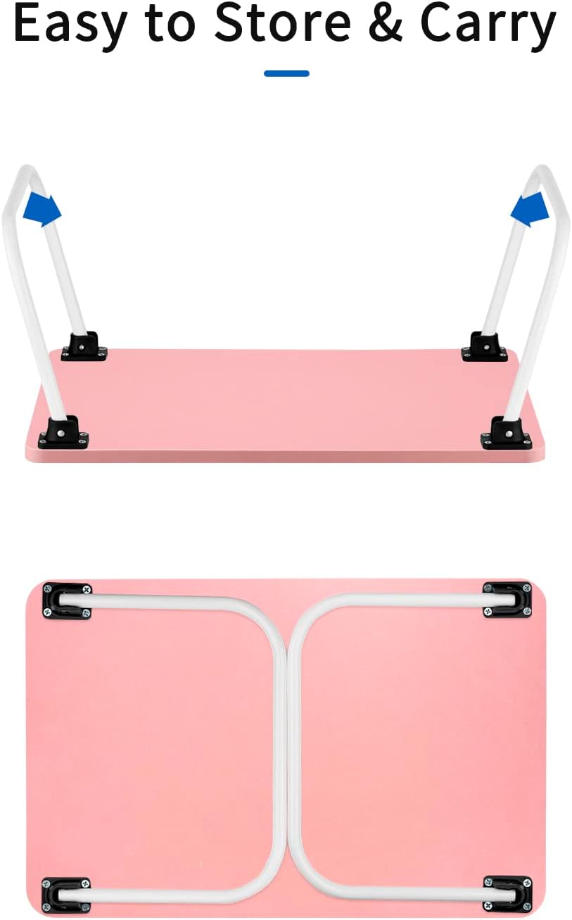 Ruxury Folding Lap Desk Laptop Stand Bed Desk Table Tray, Breakfast Serving Tray, Portable & Lightweight Mini Table for Sofa Couch Floor - Pink