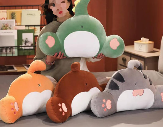 Tingting's Dream Cute Bed Rest Reading Pillow Cartoon Plush Lumbar Support Pillow Office Chair Lumbar Back Cushion Car Waist Pillow (Brown, 65×45CM/25.59"×17.7")